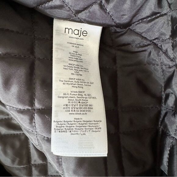 Maje Biker Blousson Zipper Wool Jacket in Deep Navy Size 36 - Picture 12 of 12